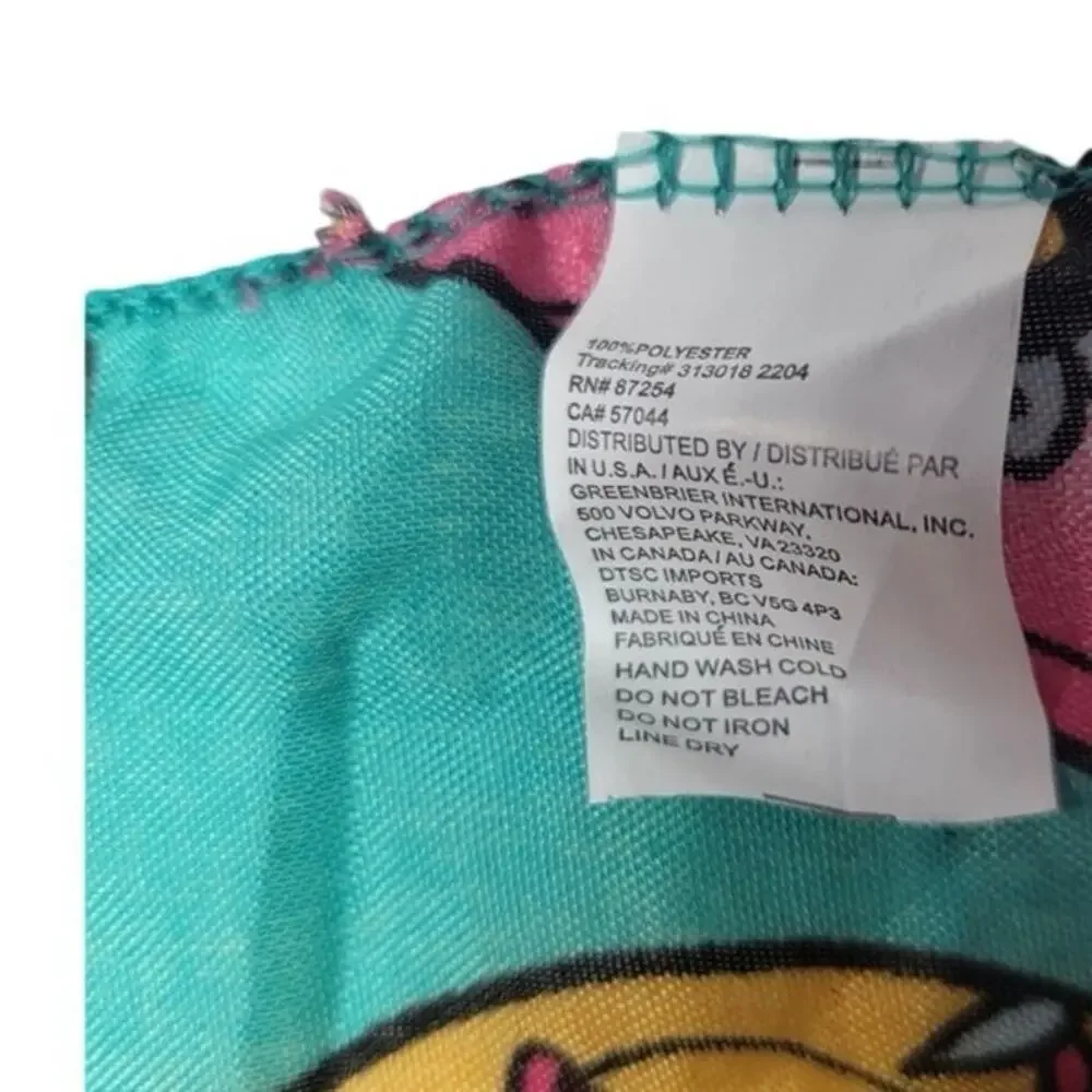Sugar Skull Scarf Teal Multi Colored Day of the Dead Lightweight Fashion Wrap